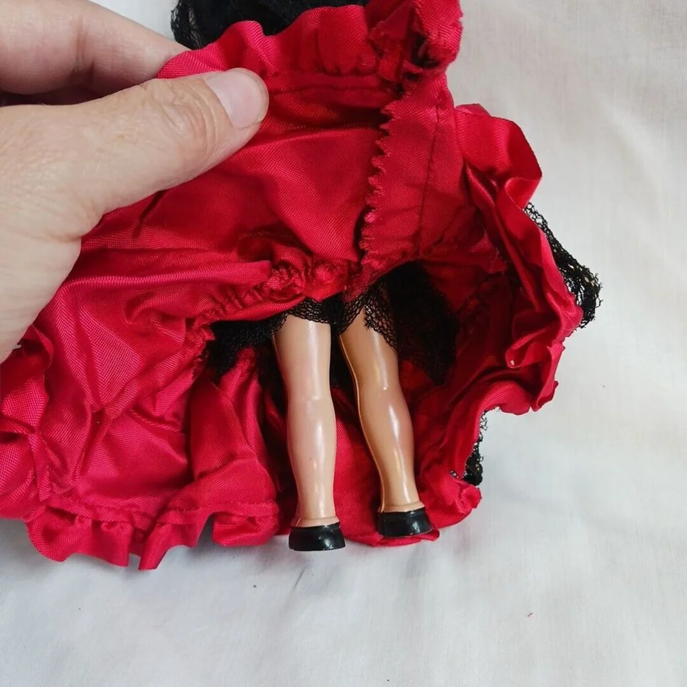 Vintage Spanish Flamenco Senorita Doll Red Dress 8 in